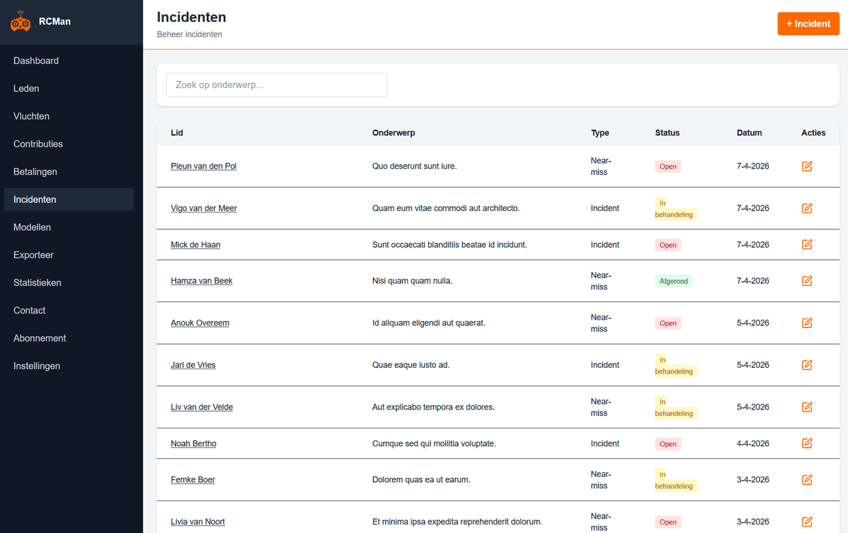 Incidents Screenshot